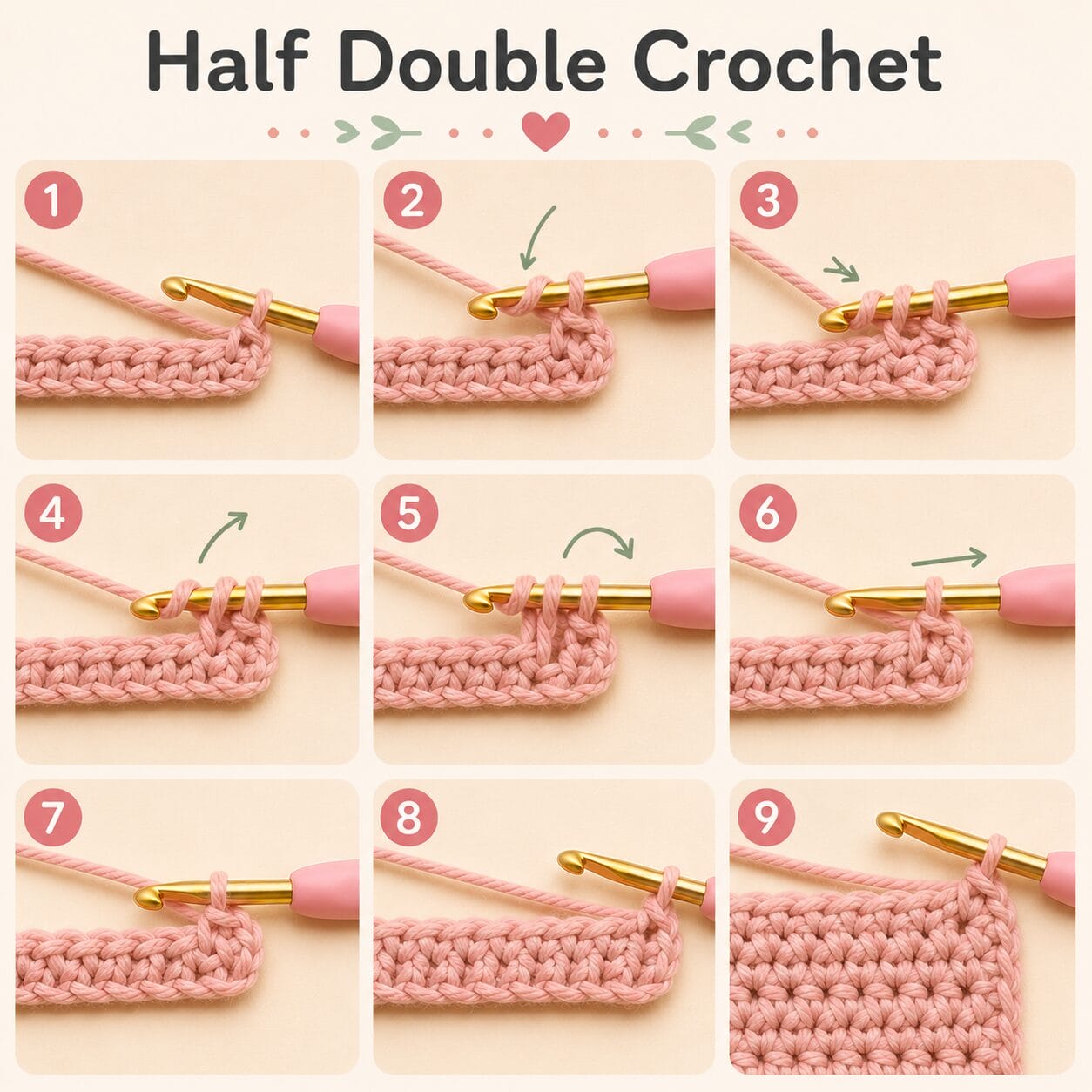 Half double crochet stitch guide