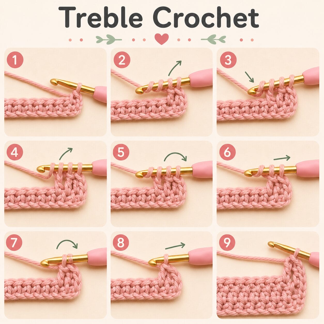 Treble crochet stitch guide